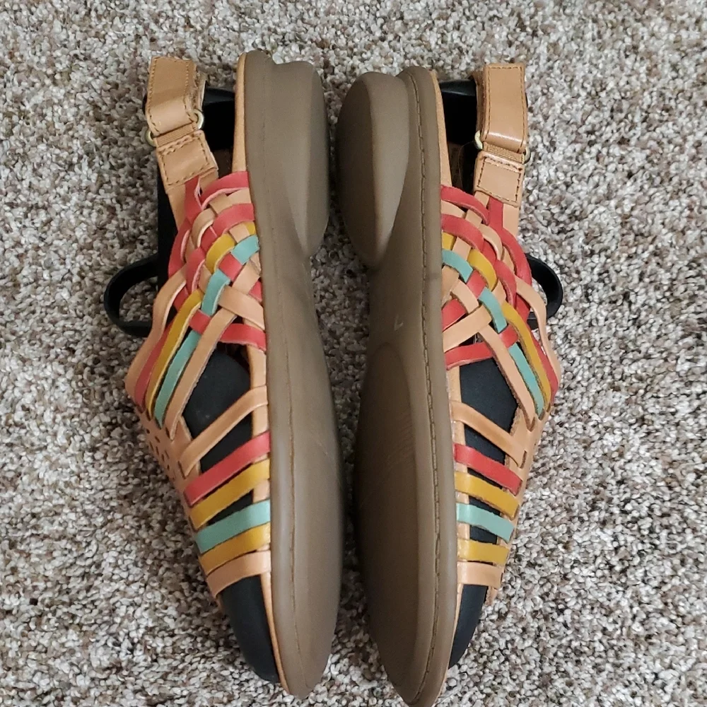 🌈 Naturalizer Leather Slingback Sandals – Size 7 – Multicolor Woven Design - Picture 5 of 10